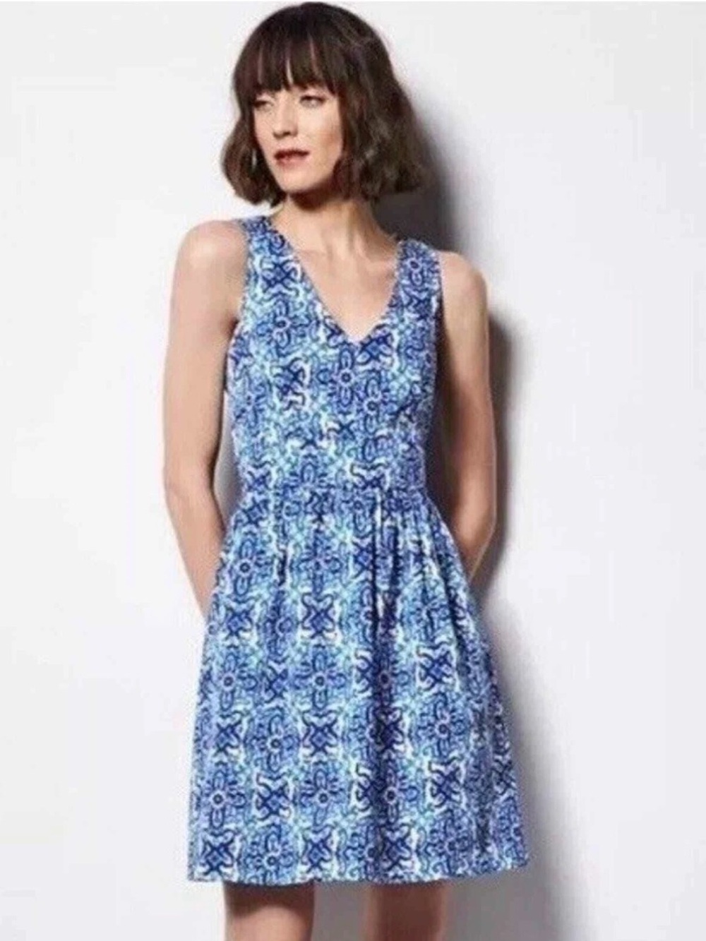 Milly for Design Nation Blue White Geometric Dress Size 4